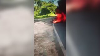 Two Motorcycles Caught Fire in Indonesia Two Riders Burned to Death