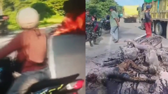 Two Motorcycles Caught Fire in Indonesia Two Riders Burned to Death