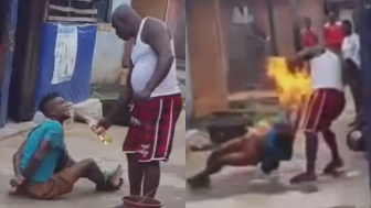 Angry Man Sets An Alleged Thief On Fire