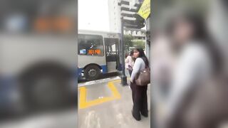 Traffic Inspector Fell Head First Under The Bus In Peru