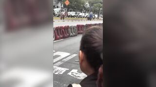 Traffic Inspector Fell Head First Under The Bus In Peru