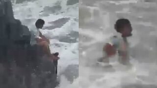Man dies after powerful wave drags him off rocks at Goa beach