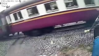 Motorcyclist Gets Destroyed By Speeding Train In Thailand