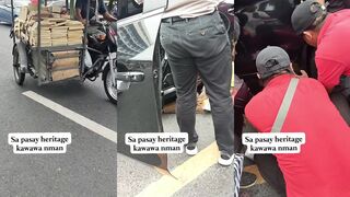 Man ran over by car and bent like a pretzel