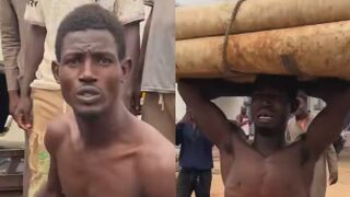 Thief Forced To Carry Heavy Tarpaulin He Tried To Steal