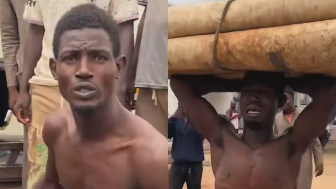 Thief Forced To Carry Heavy Tarpaulin He Tried To Steal