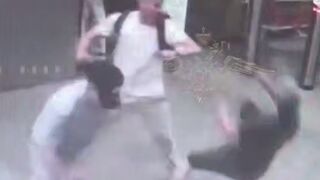 Drunk Fight At Moscow Subway  - Instant Knockout