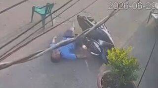 Moped Rider Gets Electrocuted By Fallen Live Wire In Vietnam