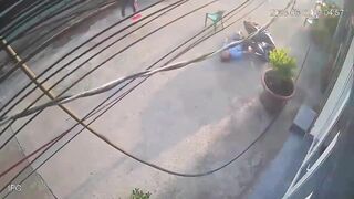 Moped Rider Gets Electrocuted By Fallen Live Wire In Vietnam