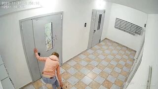 Drunk girl cuts hand and leg open while trying to open a locked door