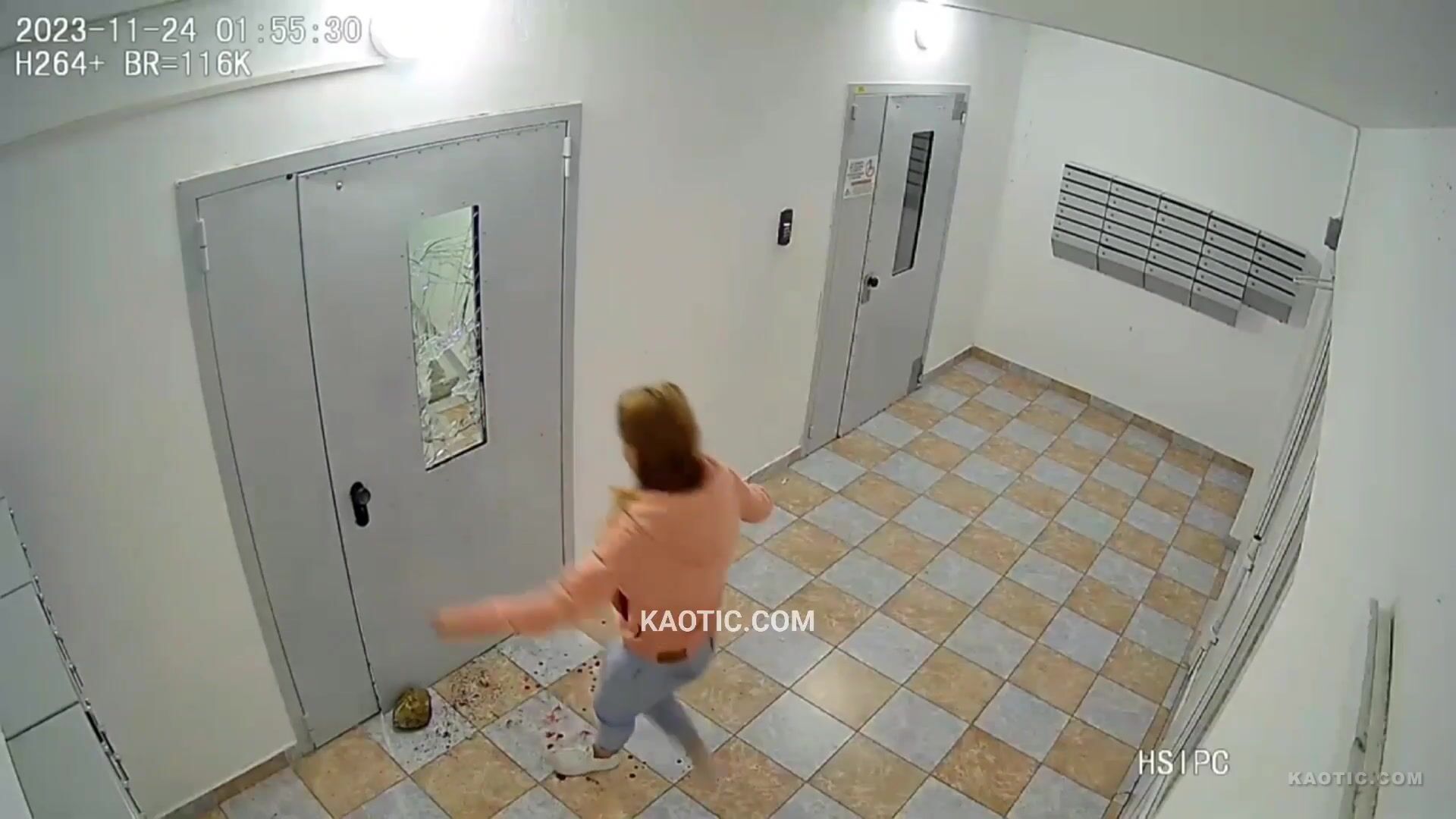 Drunk girl cuts hand and leg open while trying to open a locked door