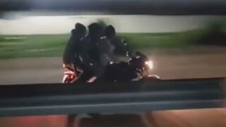 Threesome On Motorcycle Get Into A Trouble