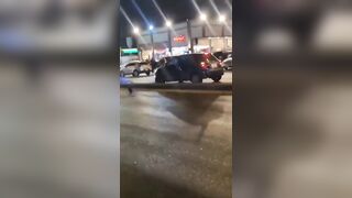 Dummy Celebrating Football Victory On The Road Gets Hit By Car