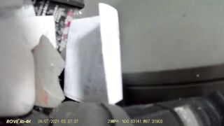 Guy commits suicide by jumping off an overpass onto a semi truck