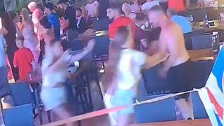 Shit Talking Blonde Gets Dropped By Drunk UK Lad In Turkey