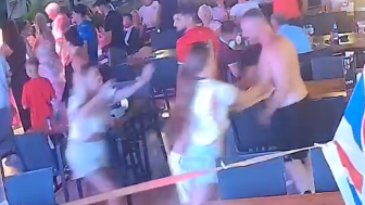 Shit Talking Blonde Gets Dropped By Drunk UK Lad In Turkey