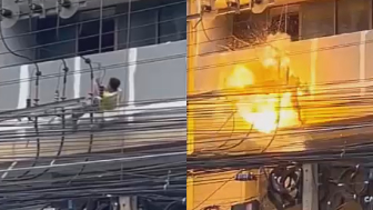Worker From Myanmar Gets Zapped Twice While Painting A Building In Thailand