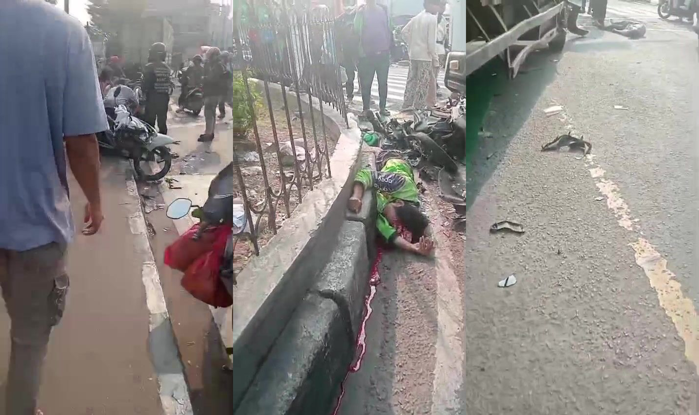 Truck Hits 5 Motorcycles at Intersection,Injuring 9 People, Killing 1