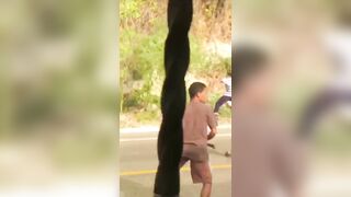 Old Man Takes A Rock To The Head During Stone Fight In Dominican Republic