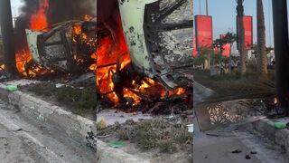 Burned to a crisp when car crashes then ignites