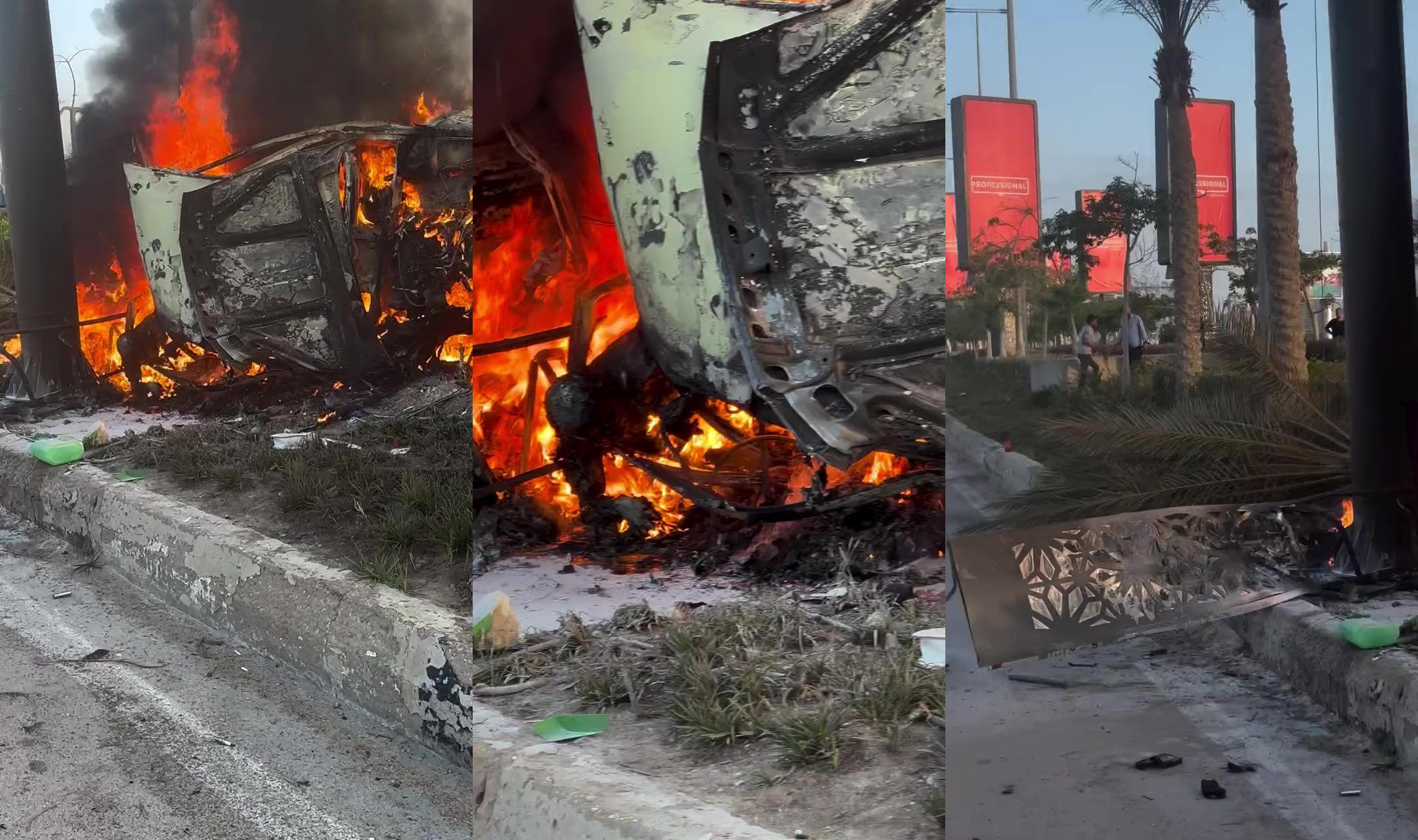 Burned to a crisp when car crashes then ignites