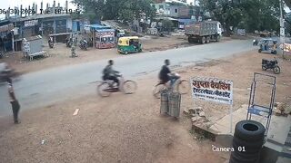 Motorcyclist Plows Into A Park Truck Face First