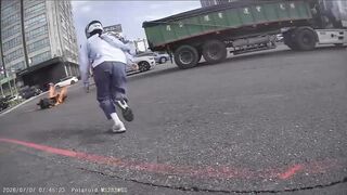 Moped Rider Gets Hit By Truck And Catches Fire