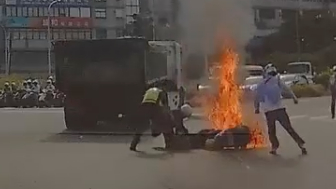 Moped Rider Gets Hit By Truck And Catches Fire