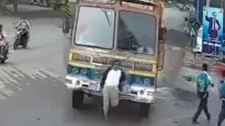 Truck Hits Woman Walking on Road, Leaves Her Injured