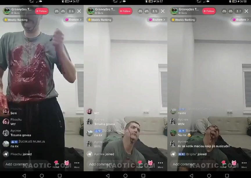 Livestream suicide of Grazvydas Tamosiunas on TikTok Live by stabbing himself