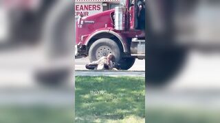 Last Seconds Of Live Of A Woman In Canada After She Was Struck By A Dump Truck