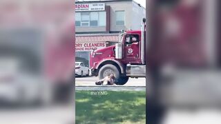 Last Seconds Of Live Of A Woman In Canada After She Was Struck By A Dump Truck