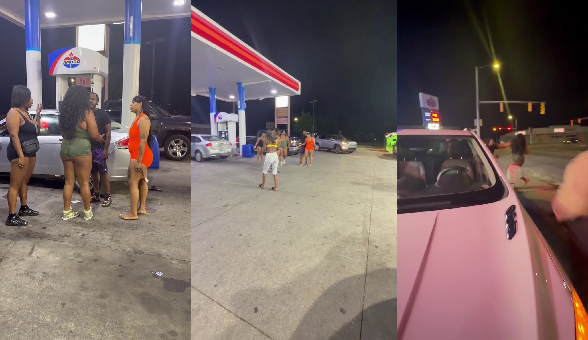 Fists and titties go flying in gas station brawl