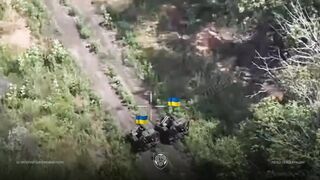 Two UAF ground robots with 50cal Browning machineguns destroy 5 pedoruzzians in house