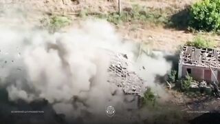 Two UAF ground robots with 50cal Browning machineguns destroy 5 pedoruzzians in house