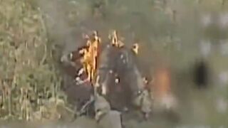 Dirty katsap tried to runaway from ambush drone, but failed