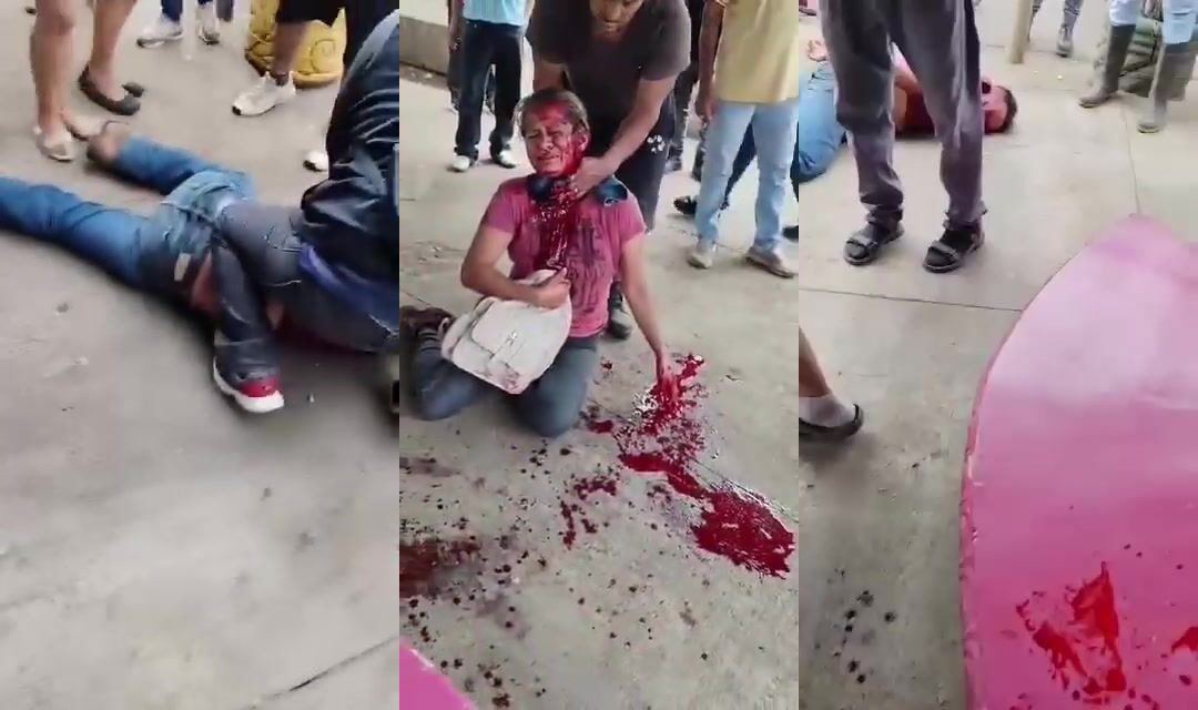 Subdued after attacking his wife with a knife
