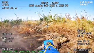 Drone hits Ukrat ass and splits him in half.