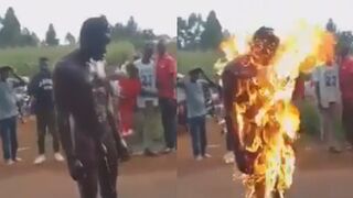 Naked Thief Set On Fire In Public {CLASSIC VIDEO}