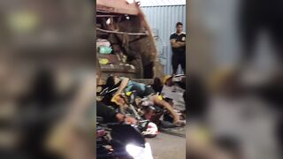 Off Duty Cop Riding Motorcycle Dies After Crashing Into Garbage Truck (Aftermath)