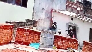 Worker Breaking A Slab Gets Electrocuted And Killed In India