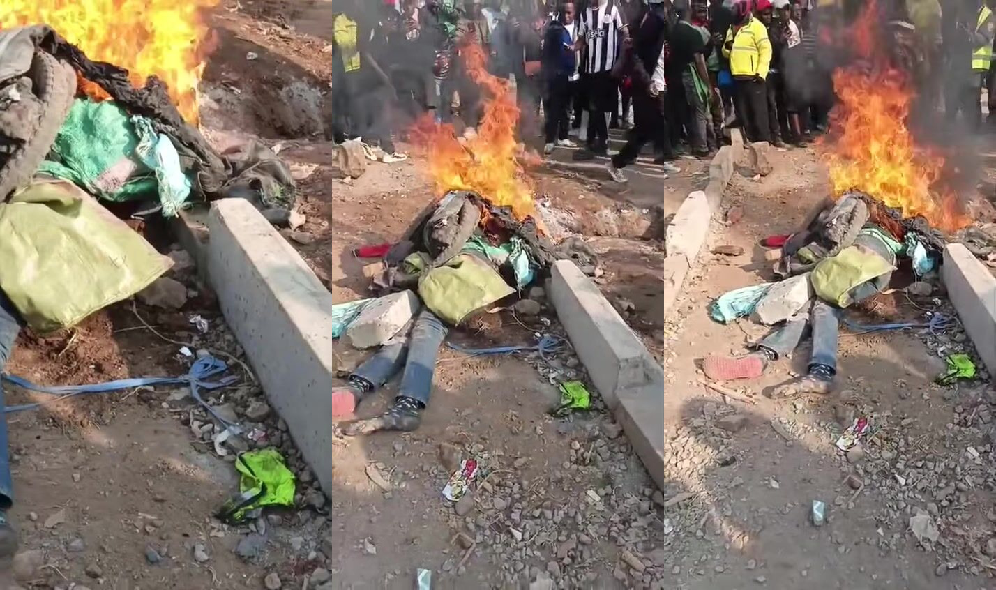 Thief Burned Alive By Mob In Nigeria