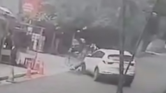 Motorcyclist Violently Thrown High Into the Air After Collision
