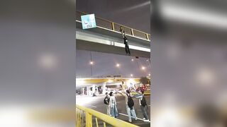 Drunk Dude Falls From An Overpass Breaking Legs