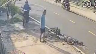 Elderly Woman Riding A Bicycle Gets Head Crushed By Speeding Truck