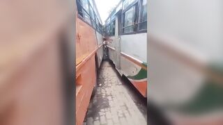 Woman Crushed Between Two Buses Dies