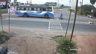 Motorcyclist Hit And Dragged By Speeding Bus
