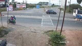 Motorcyclist Hit And Dragged By Speeding Bus