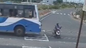 Motorcyclist Hit And Dragged By Speeding Bus