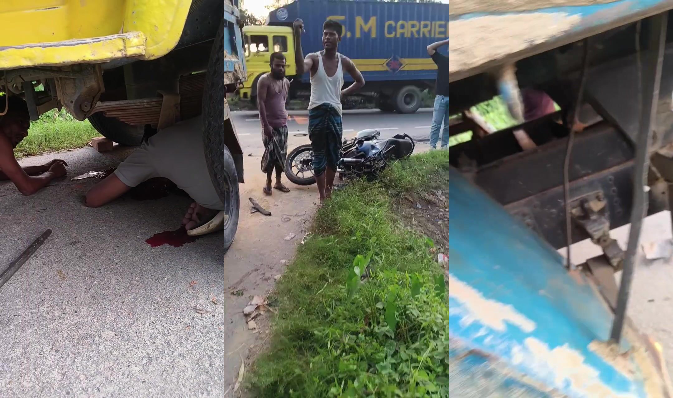 Pinned under truck